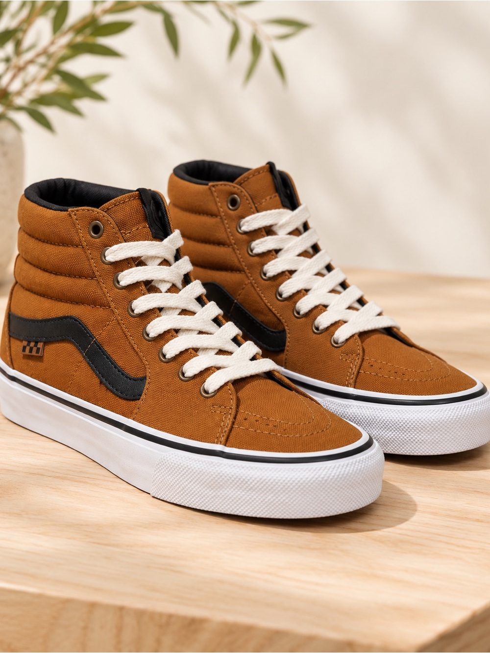 Vans Skate Sk8-Hi Duck Canvas Golden Brown High Top Sneakers Men’s 7.5 NWOT